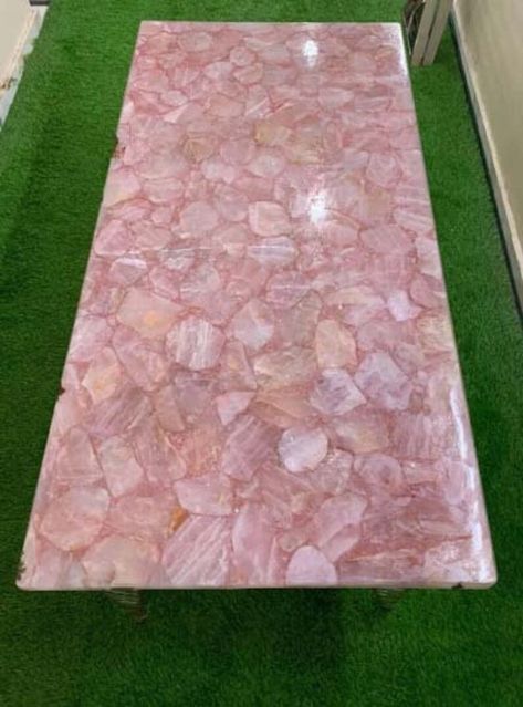 Rose Quartz Agate Dining Table Top, Handmade Marble Stone Decor for Home by ResinCraftHub on Etsy Quartz Table Top, Quartz Table, Kitchen Slab, Kitchen Bar Table, Table Rose, Agate Table, Agra India, Unique Centerpieces, Corner Table