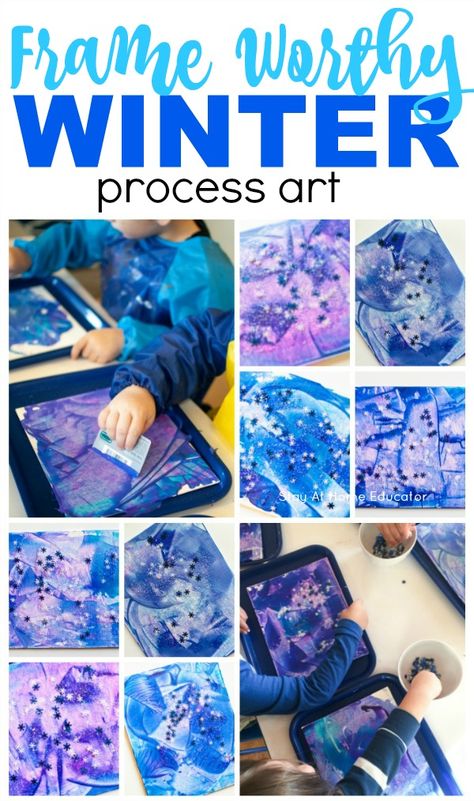 Winter Process Art, Process Art For Toddlers, Art Projects For Kids Preschool, Art Project For Toddlers, Winter Art Projects For Kids, Process Art Preschool, Winter Crafts For Toddlers, Toddler Projects, Winter Crafts Preschool