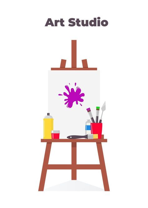 Easel, canvas, paint and all necessary tools for drawing. Beautiful composition for advertising art Studio. Easel Drawing, Drawing Easel, Art Advertising, Drawing Beautiful, Beautiful Composition, Studio Studio, Art Easel, Canvas Paint, Scrapbooking Embellishments