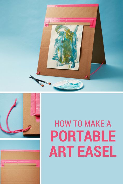 Your mini Monet can have their own art station with this easy DIY cardboard art easel. Easel Diy, Make An Easel, Diy Easel, Kids Easel, Vbs Crafts, Art Easel, Cardboard Art, Crafty Kids, Art Station