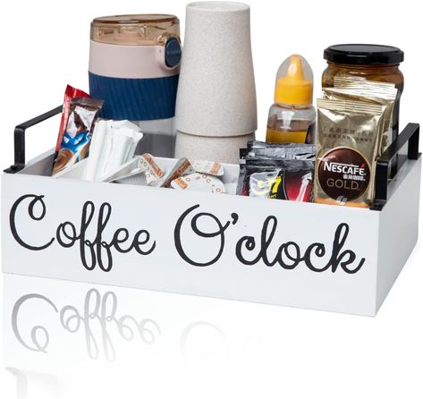 Coffee Station Organizer - 2 Small Removable Dividers, Wooden Coffee Bar Accessories Storage For Countertop, Farmhouse Kcup Coffee Pod Holder Basket With Handle For Coffee Lover “As an Amazon Associate I earn from qualifying purchases.” Coffee Bar Ideas Small Spaces, Bar Ideas Small Spaces, Wooden Coffee Bar, Nescafe Coffee, Coffee Bar Accessories, Coffee Bar Ideas, Coffee Pod Storage, Coffee Pod Holder, Coffee Storage