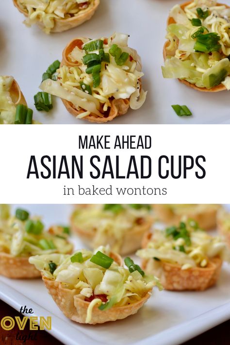 Sumi Salad, Wonton Cups Appetizers, Appetizer Healthy, Asian Food Appetizers, Salad Cups, Chinese Appetizers, Vegetarian Appetizer, Asian Appetizers, Wonton Cups