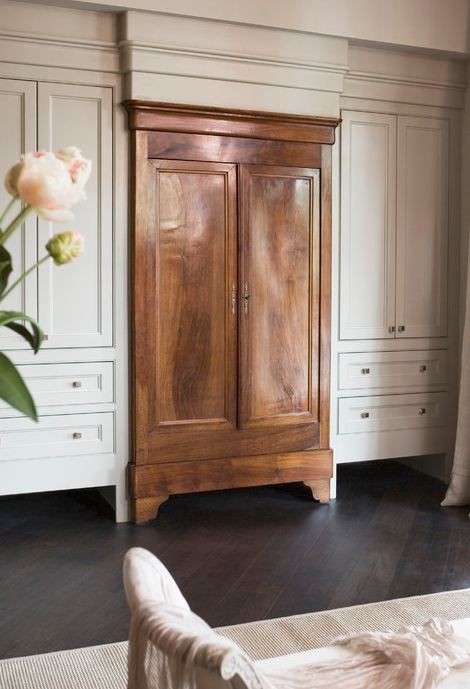 Renovation Inspiration: Make the Most of Your Bedroom with Smart Built-Ins Antiques Repurposed, Bedroom Built Ins, Antique Armoire, Transitional Bedroom, Paris Home, Safe Haven, Built In Wardrobe, Closet Bedroom, Closet Design