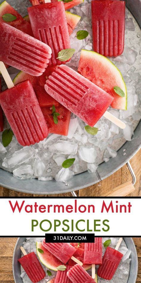 Watermelon Mint Popsicles, an Easy and Refreshing Treat | 31Daily.com Mint Popsicles, Benefits Of Eating Watermelon, Quick Summer Desserts, 31 Daily, Watermelon Popsicles, Watermelon Benefits, Eating Watermelon, Watermelon Mint, Summer Grilling Recipes