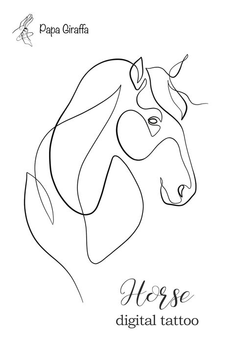 One Line Horse Tattoo, Minimalist Horse Tattoo, Tattoo Printable, Small Horse Tattoo, Horses Logo, Tattoo Horse, Hand Outline, Dog Line Drawing, Horse Tattoo Design