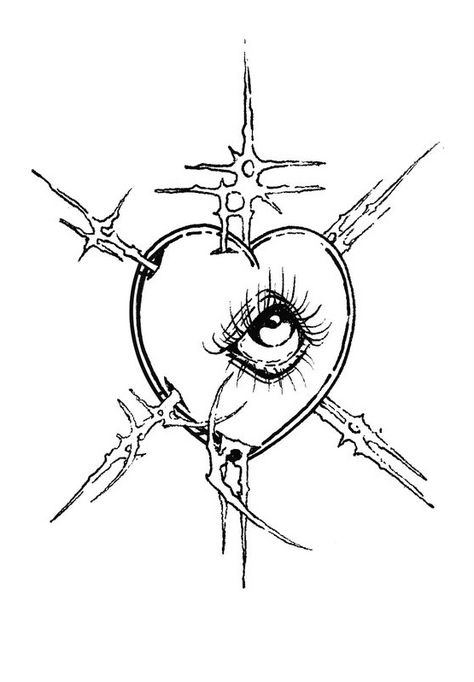 Heart Cybersigil, Heart With Eyes Tattoo, Sigil Tattoo, Sharpie Tattoos, Tattoo Design Book, Baby Tattoos, Eye Tattoo, Arte Sketchbook, Dope Tattoos