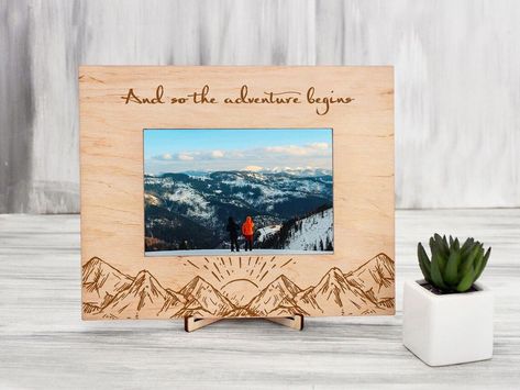 A wood picture frame will become a really beautiful decoration for your home. Such picture frame will fit any interior.. You can select a horizontal or vertical orientation. If you do not go hang a frame on the wall, you can easily place it on a table or chest, because as a gift you will get a wooden stand in the tone frame. A custom photo frame is an excellent Christmas gift or anniversary gift. #pictureframe #photoframe #giftfortravelers #personalizedphotoframe #mountain Frame Birthday Gift, Frame Birthday, Mountain Pictures, Custom Photo Frames, Personalized Photo Frames, Photo Frame Gift, Frame Gift, Wood Photo Frame, Wood Home Decor