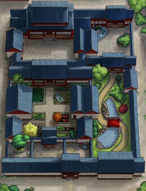 Chinese Courtyard House, Chinese Courtyard, Chinese House, Asian Architecture, Sims 4 House Design, Sims House Plans, Sims House Design, Patio Diy, Fantasy House