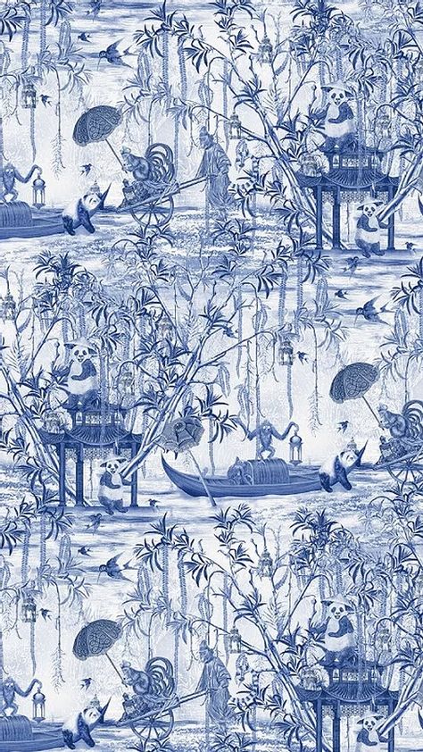 Dancing Animals, Antique Blue, Luxury Wallpaper, Blue China, Boutique Design, Woven Paper, Wall Covering, Exotic Pets, Blue Tones