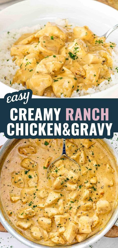 Craving comfort food? This Creamy Ranch Chicken and Gravy is rich, flavorful, and so easy to make! Perfect over mashed potatoes or rice. 🍗🥔 #CreamyChicken #ComfortFood #EasyDinner #RanchChicken #OnePanMeal Chicken Ranch Recipes Crock Pots, Crockpot Ranch Chicken And Potatoes, Jo Cooks Recipes, Chicken And Gravy Stovetop, Crockpot Chicken Breast Recipes Easy, Chicken Breast Gravy Recipe, Crockpot Ranch Chicken, Chicken And Rice Crockpot, Ranch Chicken Crockpot