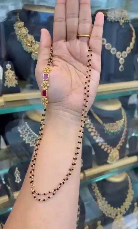 Nalla Pusala Danda Designs, Nalla Pusalu Designs Latest, Nalla Pusalu Designs Latest Short, Baby Jewelry Gold, Black Beats, Gold Earrings For Kids, Ruby Wedding Rings, Ganesha Pendant, 1 Gram Gold Jewellery