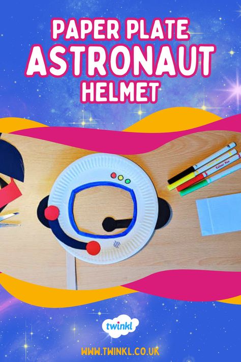 Paper Plate Astronaut Helmet Craft for Kids Astronaut Activity Preschool, Paper Plate Space Crafts, M Is For Moon Craft, Paper Plate Astronaut Helmet, Astronaut Mask Craft, Astronaut Activities Preschool, Space Stem Activities For Kids, Astronaut Crafts Preschool, Astronaut Craft Preschool