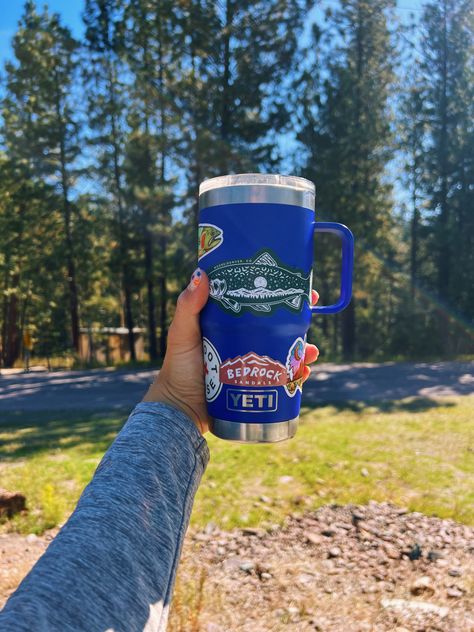 traveling throught the forest to the river with my everyday granola girl fav yeti travel coffee mug Yeti Cup Aesthetic, Yeti Aesthetic, Yeti Cup, Home On The Range, Yeti Rambler, Granola Girl, Travel Coffee Mug, Photo Inspo, Coffee Travel