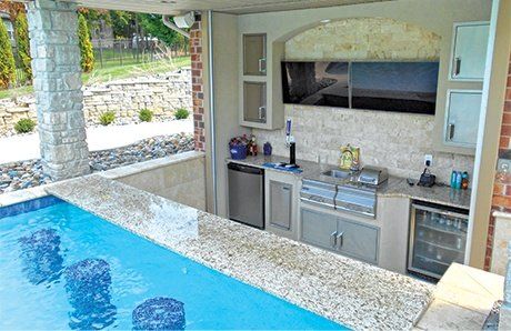 What is a Swim-Up Pool Bar?—and How to Add One to Your Backyard Pool Bar Design, Blue Haven Pools, Dream Backyard Pool, Pool House Designs, Pools Backyard Inground, Outdoor Kitchen Bars, Pool Remodel, Backyard Pool Landscaping, Backyard Remodel