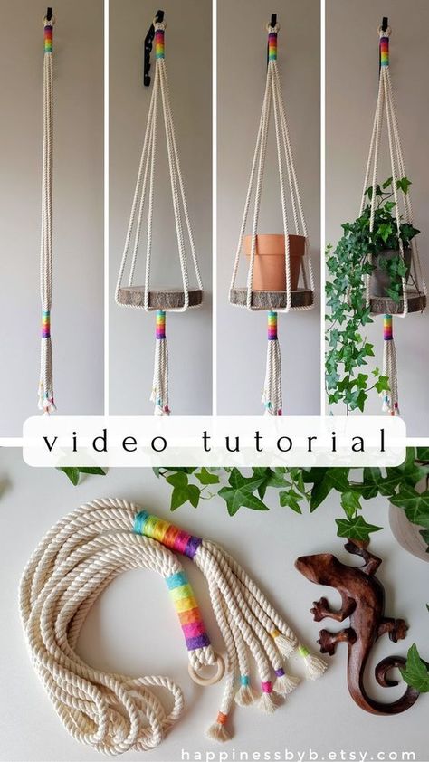 Macrame Shelf Diy, Diy Plant Hanger Easy, Diy Macrame Plant Hanger Easy, Wall Hanging Decorations, Macrame Plant Hanger Tutorial, Macrame Plant Hanger Patterns, Macrame Backdrop, Plants Wall, Macrame Supplies