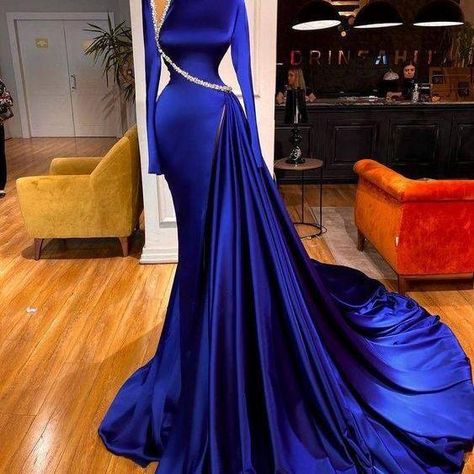 Evening Dresses Long Sleeve, Modest Evening Dresses, Blue Mermaid Prom Dress, Formal Party Dresses, Exclusive Gowns, Women Robe, Modest Evening Dress, Makeup Tip, Long Sleeve Evening Gowns