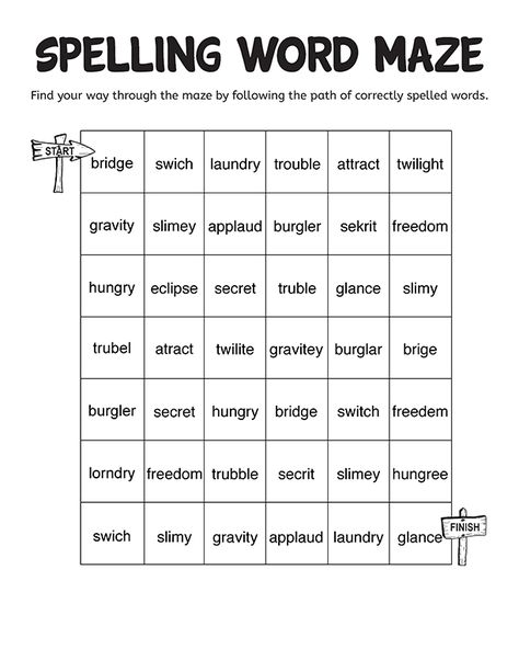 Help your child to improve her visual spelling skills with these simple exercises, including a fun proofreading printable. 4th Grade Spelling Words, 5th Grade Spelling Words, 3rd Grade Spelling Words, 5th Grade Spelling, Spelling Practice Worksheets, 4th Grade Spelling, Spelling Word Activities, 3rd Grade Spelling, Reading Printables