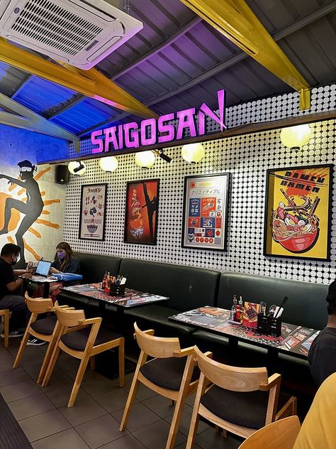 Playful takes on Japanese cuisine at Saigosan, Uptown Mall BGC – Jellybeans in the City Fun Restaurant Design, Uptown Mall Bgc, Fun Restaurant, Asian Cafe, Japanese Restaurant Interior, Korean Shop, Korean Grill, Ramen Bar, Fusion Restaurant