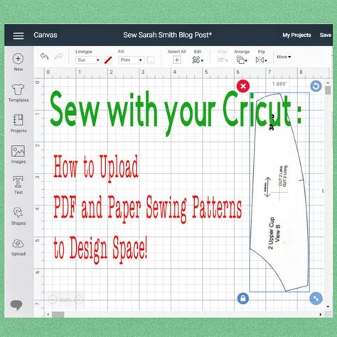 Sew with your Cricut : How to Convert and Upload PDF and Paper Sewing Patterns into Design Space | Cricket Maker, Projet Cricut, Homemade Decorations, Cricut Hacks, Paper Sewing, Sewing Templates, Bra Pattern, Paper Sewing Patterns, Cricut Craft Room