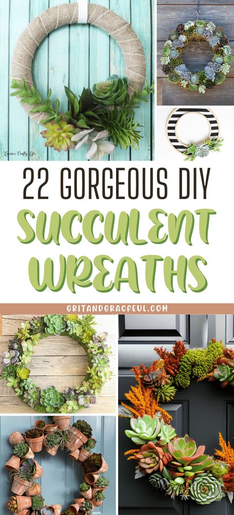 Live Wreath Diy, Succulent Welcome Wreath, Fall Succulent Wreath, Succulent Wreath Ideas, How To Make A Succulent Wreath, Artificial Succulent Arrangements Diy, Christmas Succulent Wreath, Succulent Crafts Diy, Diy Wreaths For Front Door All Year