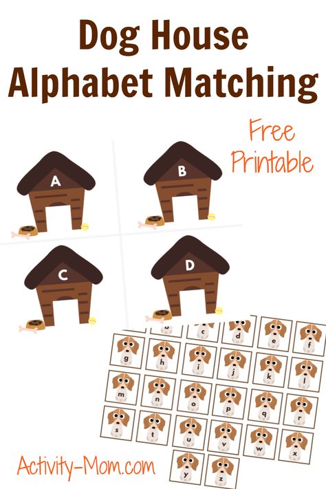 The Activity Mom - Dog Alphabet Matching Activity (free printable) - The Activity Mom Pet Small Group Activities, Preschool Pet Activities, Preschool Pets, Dog Alphabet, Pet Care Printables, D Is For Dog, Phonological Awareness Activities, Dog Match, Pets Preschool Theme