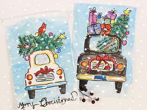 Looking for a fast art project to do with your students? This cute Christmas tree car is quick (two @ 45-minute sessions ) and full of art techniques: symmetrical drawing, tints, reflections and perspective. Make sure to use a black oil pastel and not a black crayon when drawing the car or else the lines... View Article December Art, Holiday Art Projects, Deep Space Sparkle, Christmas Art Projects, Holiday Lessons, Winter Art Projects, 4th Grade Art, 3rd Grade Art, Cute Christmas Tree