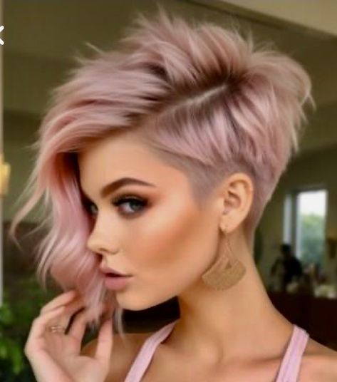 Pixie Side View, Pink Mohawk Women, Funky Short Hair Styles, Pink Shaved Hair, Pink Haircut Singer, Pixie Haircolor Ideas, Punk Haircuts For Women, Pink Singer Hairstyles, Short Blonde Pixie Cut