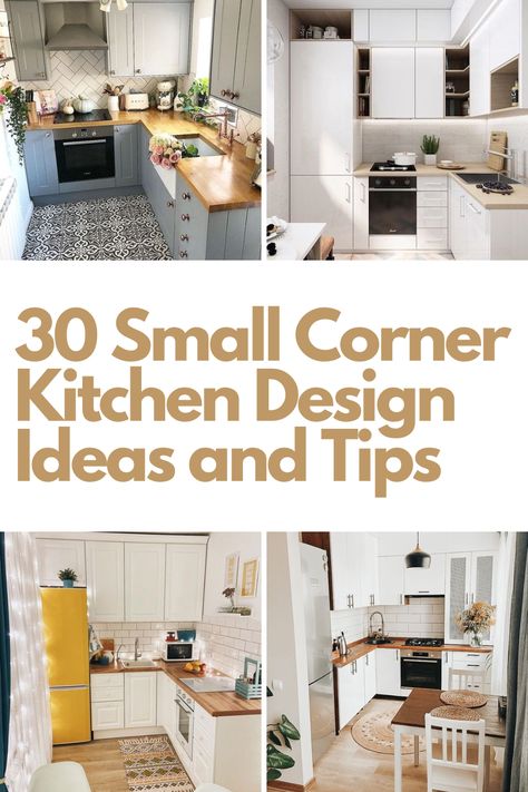 Transform your compact kitchen with these 30 innovative small corner kitchen design ideas! From clever storage solutions like lazy Susan cabinets and pull-out drawers to space-saving tips like corner sinks and open shelving, these ideas make the most of every nook. Perfect for small kitchens, these designs combine functionality with style to create a space you’ll love. Discover how to maximize your kitchen’s potential and turn every corner into a masterpiece! Read more now! Kitchen Small Corner Ideas, Small Corner Kitchen With Island, Kitchen Countertop Corner Ideas, Small Corner Kitchen Remodel, Kitchen Corner Ideas Countertops, Kitchen Counter Corner Ideas, Corner Small Kitchen, Tiny Corner Kitchen, Counter Corner Ideas