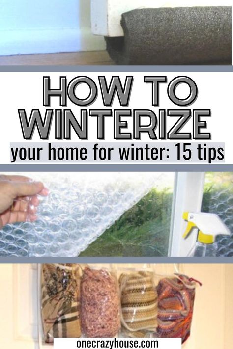 Get your home ready for this winter. Follow these 15 quick and easy winterization tips to prepare your house for freezing temperatures. Keep winter out so you stay cozy. #winterization #winterizeyourhome Prepare House For Winter, Preparing Your House For Winter, Weatherize Your Home Diy, Heating House Cheap Winter, How To Keep Cold Air Out Windows, Insulating Your Home Tips, Winterization Home, Window Weather Proofing Winter, How To Seal Windows For Winter