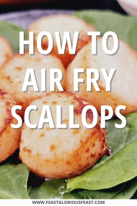 This guide will show you How to Air Fry Scallops effortlessly. Large king scallops are cooked to juicy perfection without their shells for maximum flavour and ease. I'll tell you all the tips and tricks to make delicious air fryer scallops including how to cook them straight from frozen. #FeastGloriousFeast Air Fryer Sea Scallops, How To Cook Frozen Scallops, Air Fry Scallops, Air Fry Scallops Recipe, Air Fried Scallops, Airfryer Scallops, Scallops In Air Fryer, Air Fryer Scallops Recipe, Airfryer Fish