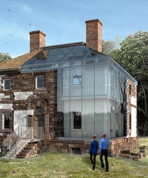 Glass Addition, Boston Architecture, Ruins Architecture, The Glass House, Renovation Architecture, The Declaration Of Independence, Exterior Rendering, Glass Structure, Adaptive Reuse