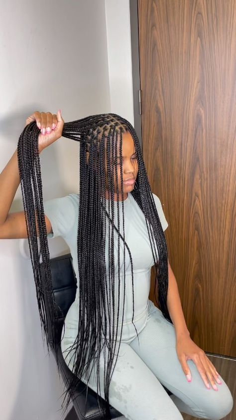 houstonbraidstyle on Instagram: Small Knotless braids + Hip length on this beauty 😻😻😻. 🔴May booking open ! Click the link in my bio to book your appointment 💕. • • • • •… Noteless Braids Black Long, Single Braids Hairstyles, African Soap, Black Box Braids, Small Box Braids, Big Afro, Braided Hairstyles For Black Women Cornrows, Big Box Braids Hairstyles, Feed In Braids Hairstyles