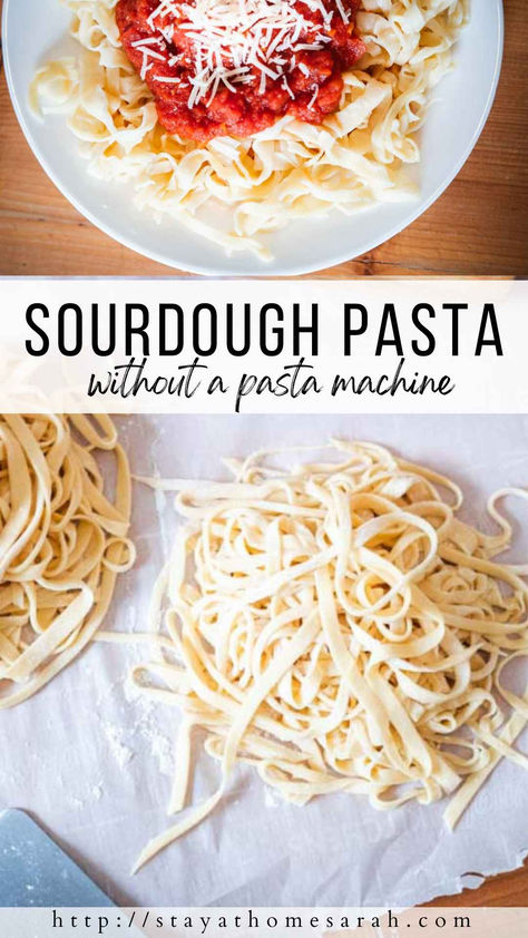 Homemade Sourdough Pasta Recipe - Stay at Home Sarah Sourdough Spaghetti Noodles, Sourdough Fettuccine Noodles, Homemade Sourdough Pasta, Sour Dough Pasta, Sourdough Noodles Pasta, Sourdough Discard Noodles, Sourdough Lasagna Noodles, Sourdough Discard Pasta, Sourdough Noodles