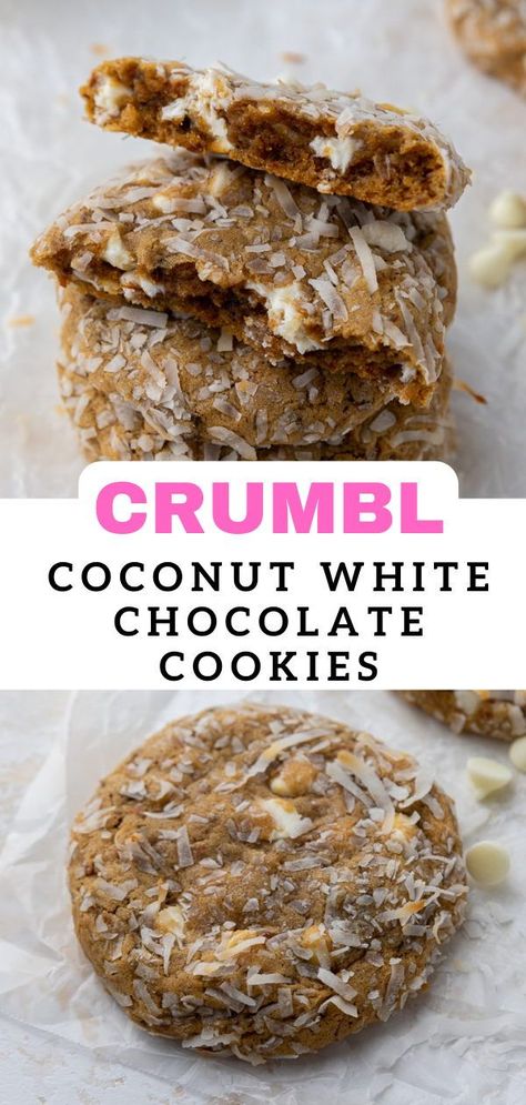 Crumbl Coconut Cookies, Weird Cookie Recipes, Desserts With Coconut, Crumbl Recipes, Farmstand Recipes, Swig Cookies, Copycat Cookies, Crumbl Copycat, Fresh Cookies