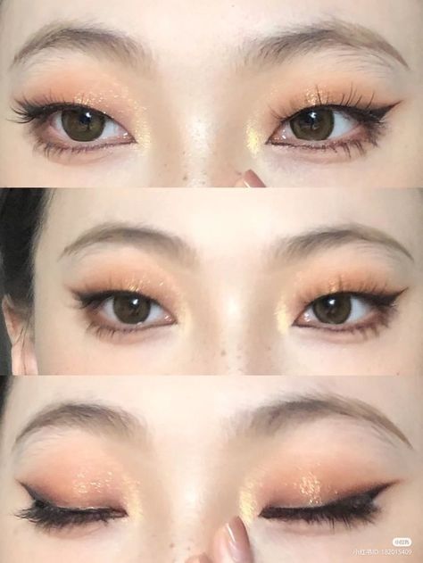 Makeup Looks For Monolid Eyes, Monolid Winged Eyeliner, Douyin Eye Makeup Monolid, Prom Makeup Monolid, Makeup Ideas Monolid, Asian Makeup Looks Monolid, Monolid Makeup Korean, Eye Makeup For Monolids, Makeup Looks Monolid