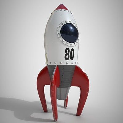 Vintage Spaceship, Rocket Model, Atomic Punk, Toy Rocket, Retro Rocket, Childrens Wall Art, Spaceship Design, How To Make Toys, Rocket Ship