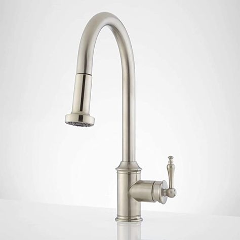 Signature Hardware 943002 Southgate Pull-Down Kitchen Faucet - - Amazon.com Brushed Nickel Faucet Kitchen, Kitchen Faucet Design, Traditional Faucet, Faucets Kitchen, Single Hole Kitchen Faucet, Brushed Nickel Kitchen, Brushed Nickel Faucet, Fireclay Farmhouse Sink, Shower Door Hardware