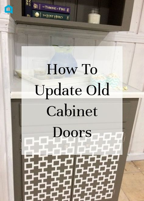 See how she renovated an old basement cabinet. This ugly outdate cabinet door got a much needed makeover on a budget with new paint and a geometric overlay. See this before and after easyand cheap cabinet makeover. Diy Concrete Counter, Backsplash Cheap, Chalk Paint Makeover, Diy Cabinet Doors, Cabinet Trim, Old Cabinet Doors, Faux Fireplace Diy, Basement Renovation, Built In Cabinet