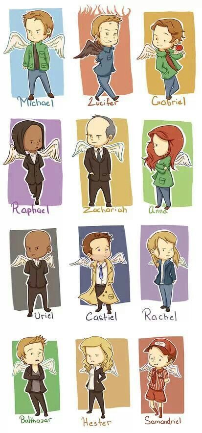 Supernatural angels Supernatural Fanart, Supernatural Angels, Supernatural Series, Funny Supernatural, Supernatural Ships, Supernatural Fan Art, Supernatural Art, Supernatural Destiel, Sam Dean