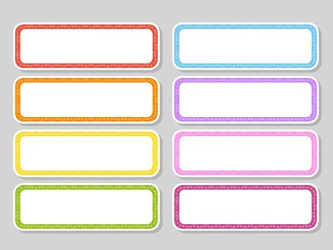 School Stickers Labels, Pencil Labels, Kindergarten Names, Animal Illustration Kids, Notebook Labels, Name Tag Templates, Name Tag Design, Birthday Photo Frame, School Labels