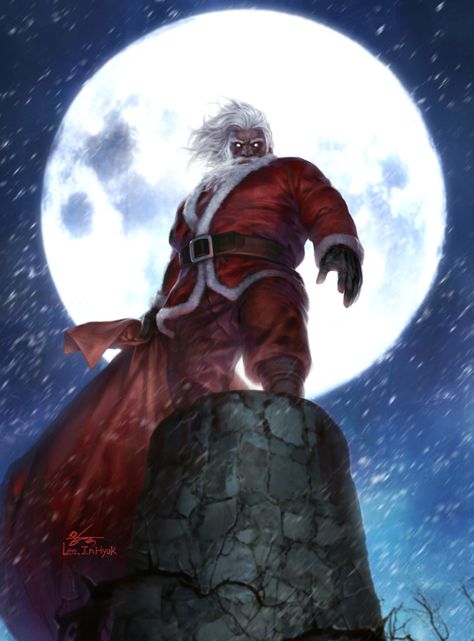 Santa Claus 2015, InHyuk Lee on ArtStation at https://www.artstation.com/artwork/zQ9KD Inhyuk Lee, Santa Claus Drawing, Santa Claus Pictures, Santa Klaus, Santa Art, Bad Santa, Creepy Christmas, Dark Christmas, Black Santa