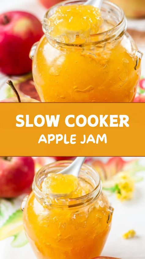 Apple Jam in Slow Cooker Apple Jelly Recipe, Hot Apple Juice, Slow Cooker Apple, Water Fruit, Breakfast Crockpot Recipes, Slow Cooker Breakfast, Apple Jelly, Slow Cooker Apples, Apple Jam