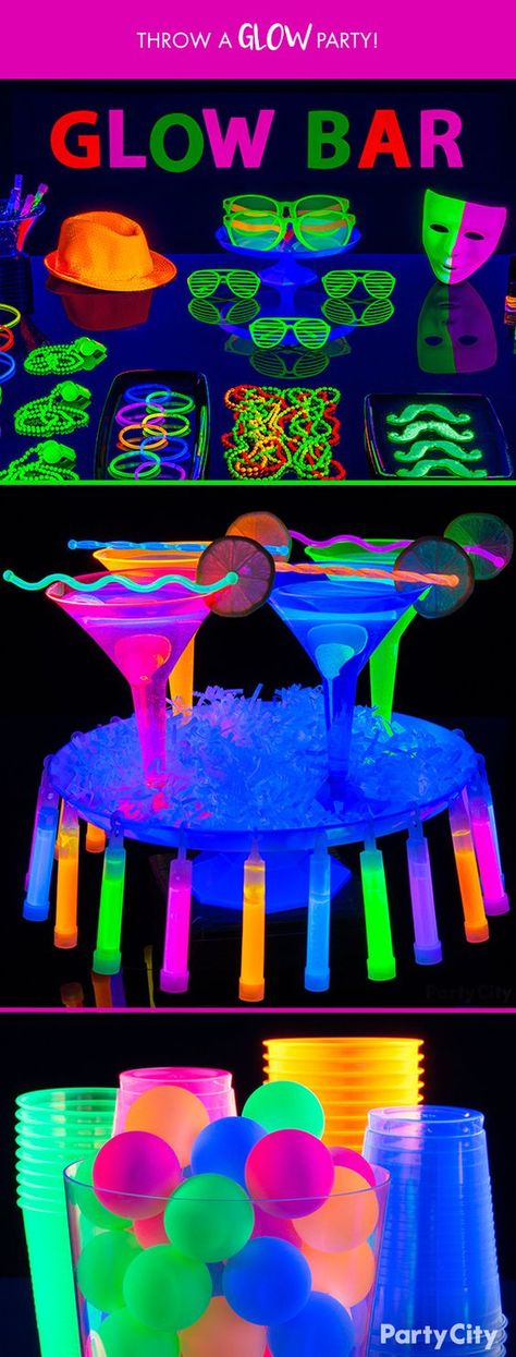 Glow Party Ideas, Glow Bar, Summer Lights, Black Light Party, Glow Stick Party, Glow In Dark Party, Neon Birthday Party, Ibiza Party, Glow Birthday Party