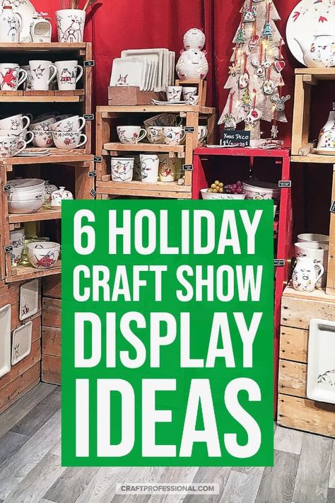 6 holiday craft show display photos. Get your craft booth ready for Christmas markets with ideas from these beautiful, festive craft fair displays. #christmasmarket #christmasdisplay #craftfair #craftshow #craftprofessional Christmas Vendor Booth Display Ideas, Winter Vendor Booth Ideas, Christmas Craft Show Display Ideas, Christmas Craft Fair Booth Display Ideas, Christmas Craft Fair Displays Booth Ideas, Holiday Bazaar Booth Ideas, Christmas Craft Market Display, Christmas Craft Show Booth Display Ideas, Christmas Pop Up Shop Display Ideas