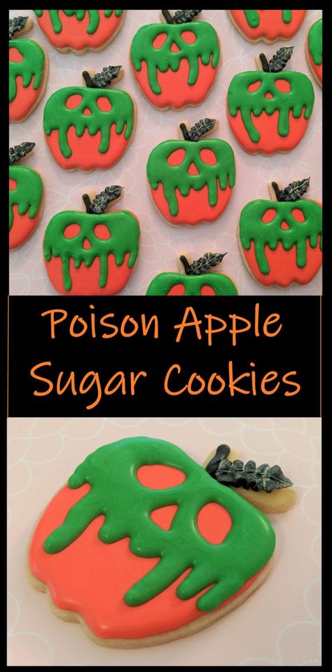 Apple Sugar Cookies, Apple Cookie, Halloween Cookie Recipes, Skull Cookies, Cookie Decoration, Halloween Cookies Decorated, Fairytale Party, Baking Decorating, Halloween Food Treats