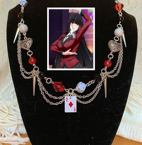 Kakegurui - inspired necklace ♦️ ~sold~ ~ #jewelry #smallbusiness #designer #fairycore #cottagecore #necklace #silver #necklaces #handmade #jewelrymaking #diy #fairy #dreamycore #gold #butterfly #wirewrap #fairycore #fairyaesthetic #darkfairy #cute #kakegurui #yumeko Cottagecore Necklace, Kakegurui Yumeko, Necklaces Handmade, Fairy Aesthetic, Dark Fairy, Diy Fairy, Inspired Necklace, Fairycore Cottagecore, Gold Butterfly