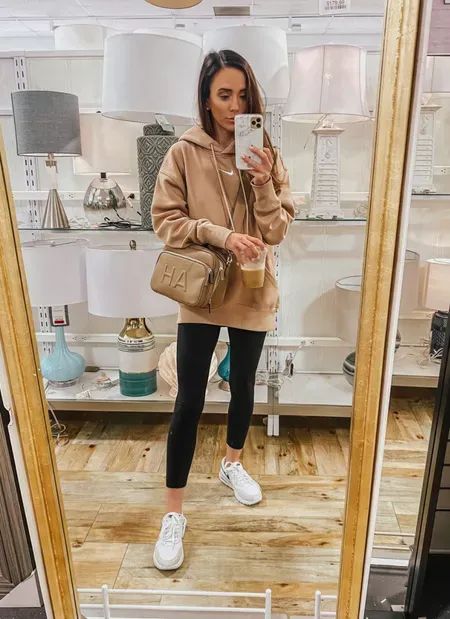 Oversized Nike Hoodie Outfit, Nike Phoenix Fleece Outfit, Nike Oversized Hoodie, Nike Hoodie Outfit, Alyson Haley, Fleece Outfit, Cold Weather Outfits, Ribbed Bodysuit, Hoodie Outfit