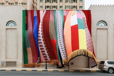 Calling all young creatives Architectural Installation, Digital Exhibition, Arab Artists, Retail Facade, Folk Embroidery, Patchwork Fabric, Art Installation, The Middle East, North Africa