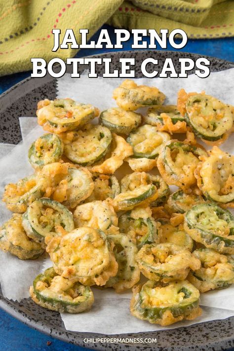 Fried Pickled Jalapenos, Jalapeno Slices Recipe, Fried Pickled Jalapeno Slices, Air Fryer Fried Jalapenos, Deep Fried Jalapenos, Jalapeño Bottle Caps, Air Fryer Jalapeno Slices, Fried Green Peppers, Crispy Jalapeno Slices