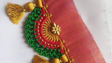 Coresha design ideas Kuch Designs, Saree Kuch, Saree Kuchu New Designs, Tassels Tutorials, Embroider Ideas, Kuchu Designs, Saree Tassels Designs, Churidar Neck Designs, Kutch Work Designs